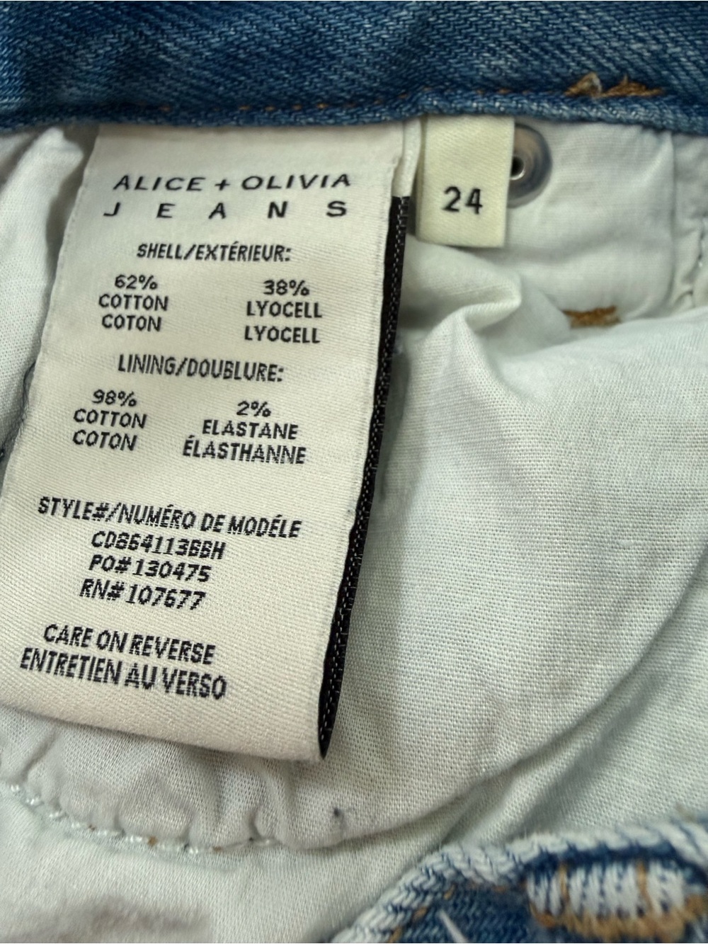 Alice + Olivia Cay Baggy Cargo Jeans Brea Blue Wide Leg Denim Size 24 - Picture 8 of 9